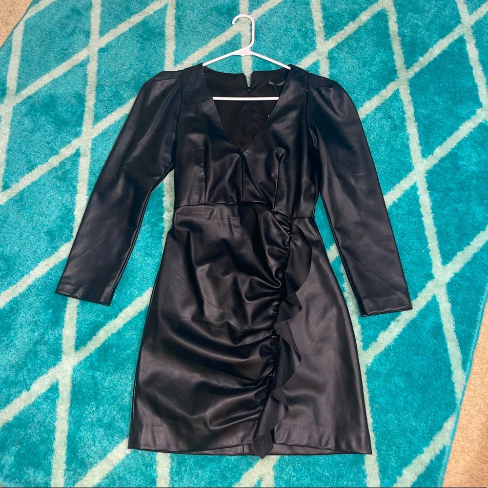Zara leather black dress size XS
